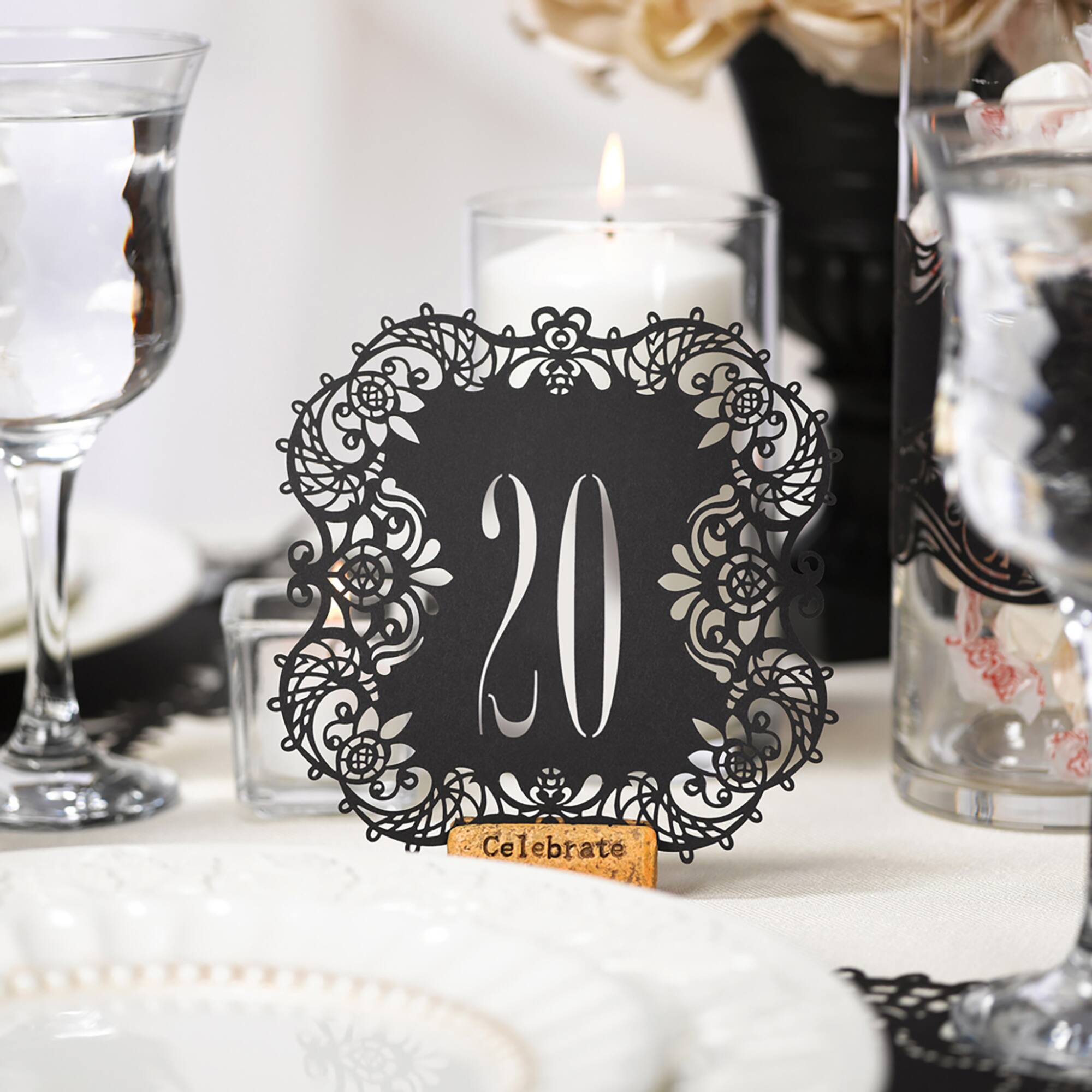 Hortense B. Hewitt Co. Numbers 11-20 Black Laser Cut Table Number Cards